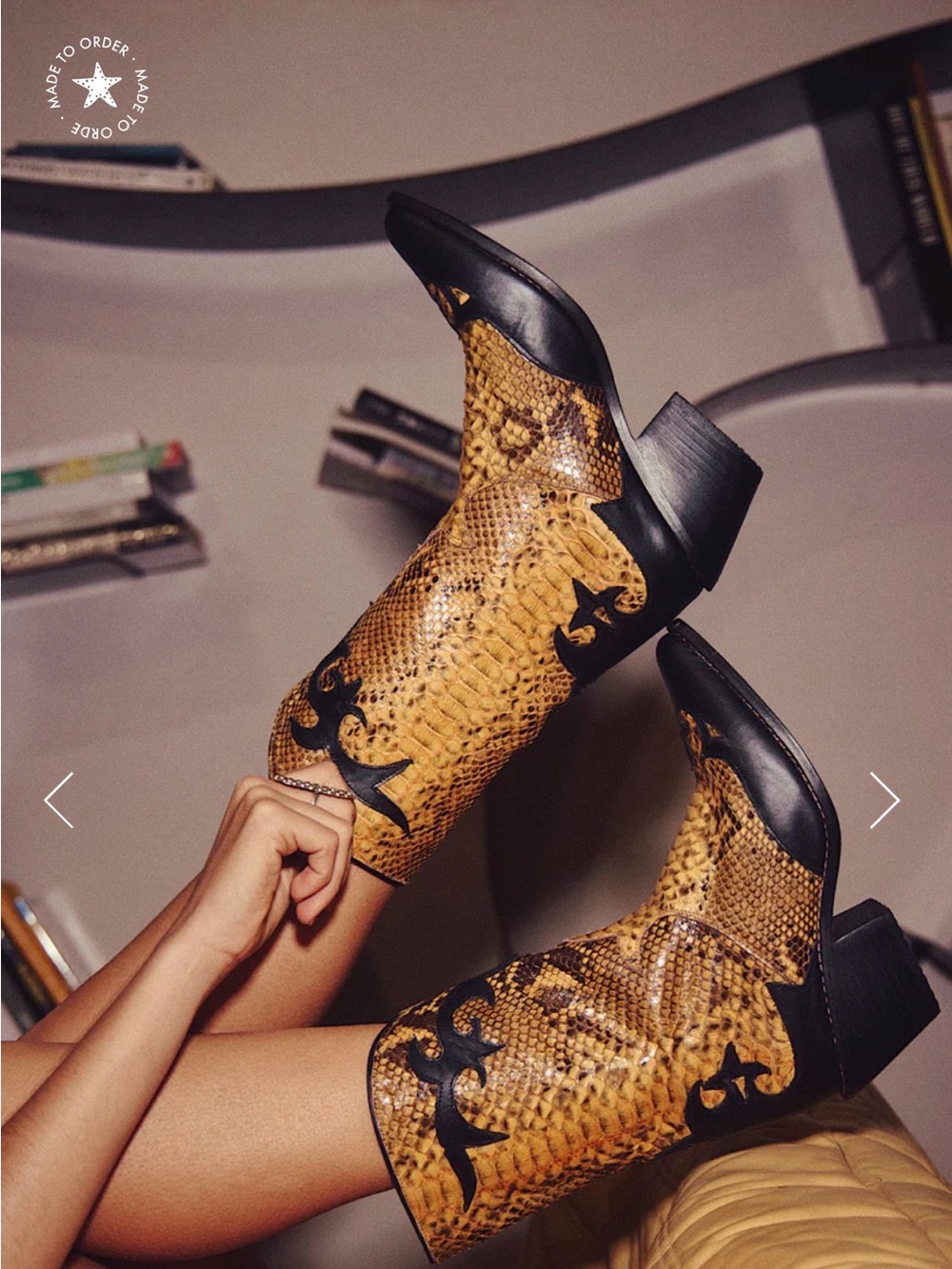 Chasing Unicorns Rattlesnake Leather boots Gold and Black Western Ankle Boots